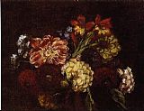 Henri Fantin-Latour Flowers Dahlias and Gladiolas painting